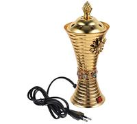 ULDIGI Brûleur De Parfum Électrique Porte-Bouddha en Métal Doré, Chauffant 220v, Décoratif pour Aromathérapie Et Relaxation Intérieure, Compact Et Portable