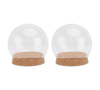 ULDIGI Cloche en Verre Ronde 10 CM Bouchon en Liège Lot de 2 Couvercles d'Affichage pour Fleurs Préservées Figurines Micro-Paysages et Objets Décoratifs Couverture Artisanale