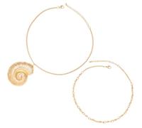 ULDIGI Collier créatif en métal avec pendentif coquillage - Bijoux de cou pour femmes - Accessoire pour événements glamour - Collier de coquillages perlés original