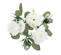 ULDIGI Couronne de Bougies Décorative 20 Cm de Rose Blanche Artificielle, Anneau Floral pour Piliers, Accessoire de Décoration Mariage et Fête, Couronne de Fleur pour Table et Événement
