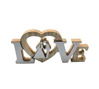 ULDIGI Décoration Artisanale en Bois Love Double Couche Ornement Lettre Bois pour Mariage et Saint-Valentin Accessoire Photo Mariage Décoration Table Romantique Parure de Fête