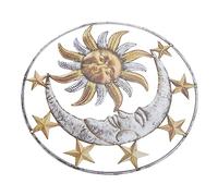 ULDIGI Décoration Murale en Fer Forme Soleil et Lune pour Salon, Ornement Résistant sans Déformation ni Décoloration, Couleur Jaune Éclatante