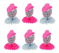 ULDIGI Décorations Fête Disco en Papier Nid D'abeille 6 Pièces Rose Vintage Chapeau Cowboy pour Soirée Entre Filles Anniversaire Années 70 Ambiance Festive