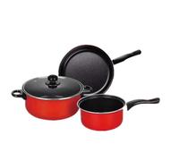 ULDIGI Ensemble de 3 Ustensiles Cuisine Antiadhésifs Comprenant Poêle, Casserole et Pot à Lait, Facile à Utiliser et Peu Encombrant pour Usage Quotidien la Maison