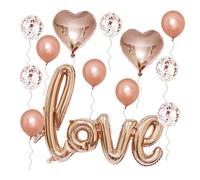 ULDIGI Ensemble de Ballons de Fête Mariage 12 Latex Nacré 5 Pcs 12 Confettis 5 Pcs 18 Aluminium Cœur Ballon Géant Love 108 Cm Décoration Romantique Saint-valentin et Mariage