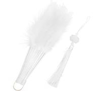 ULDIGI Éventail Pliant en Dentelle Blanche à Plumage Délicates, Ventilateur à Main Décoratif Léger et Portable, Accessoire Vintage pour Mariage, Fête et Cosplay, Style Années 20, Design