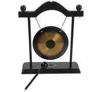 ULDIGI Gong de Bureau Laiton avec Support Bois Décoration Zen Feng Shui pour Maison et Bureau Accessoire Métallique pour Table Idée Cadeau Maison et Décoration Intérieure
