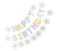 ULDIGI Guirlande d'Anniversaire en Papier Bannière Décorative Joyeux Anniversaire' 8 Pièces de Drapeaux Fleurs Couleurs Pastel Décoration pour Fête d'Garçon et Filles et Anniversaire