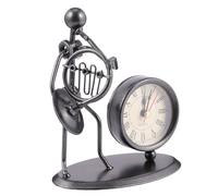 ULDIGI Horloge De Bureau Rétro en Fer Forgé Musicien, Cadran Rond, Verre Lentille, sans Pile - Décoration Vintage en Métal pour Salon Et Bureau, Style Nordique Artistique