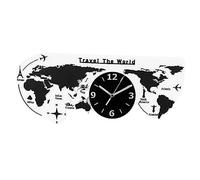 ULDIGI Horloge Murale Carte du Monde Décoration Suspendue Horloge Décoration Murale Art Intérieur