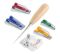 ULDIGI Kit de Fabrication de Ruban Biais 6pcs en Métal, Outil Facile à Utiliser pour Plier le Tissu en Deux, Accessoire Couture pour Machine à Coudre