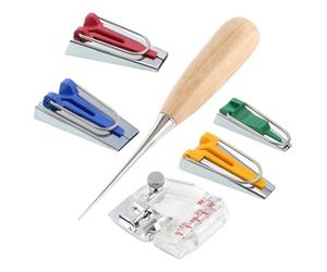 ULDIGI Kit de Fabrication de Ruban Biais 6pcs en Métal, Outil Facile à Utiliser pour Plier le Tissu en Deux, Accessoire Couture pour Machine à Coudre
