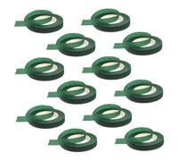 ULDIGI Lot de 12 Rouleaux Ruban Adhésif pour Bouquets Vert Foncé 12mm X 30m, Ruban Floral en Papier Crépon Résistant et Flexible, Fournitures pour Composition de Fleur et Emballage Tiges