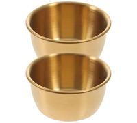 ULDIGI Lot de 2 Assiettes Dorées en Acier Inoxydable pour Sauce, Bols à Sauce Ménagers Élégants, pour Restaurants et Familles, Design Délicat et Fonction de Conservation