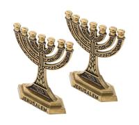 ULDIGI Lot de 2 Bougeoirs à Sept Trous Rétro en Métal Ancien Couleur Or, Chandeliers Religieux Décoratifs pour Bureau et Intérieur Vintage, Ornements Sacrés pour Décoration Maison