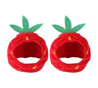 ULDIGI Lot De 2 Chapeaux Fraise Ajustables pour Animaux De Compagnie Accessoires Kawaii en Peluche Douce Chapeaux Mignons pour Chat Et Petit Chien IdéAl pour Photos Cosplay Et FêTes
