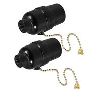 ULDIGI Lot de 2 Douilles E27 en Bakélite Filetage Complet et Chaînette, Support de Lampe pour Plafonnier, Compatible Ampoules E27, Usage Intérieur Bureau et Salon