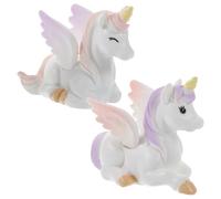 ULDIGI Lot de 2 Figurines en Résine Licorne Grosse Taille, Décor de Bonsaï et Décoration de Gâteau, Ornements de Micro-paysage Rose et Violet pour Cupcakes et Fêtes D’anniversaire