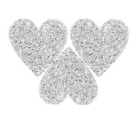 ULDIGI Lot de 3 Écussons Thermocollants en Strass de Cœur 7 CM Argentés - Décorations Adhésives en Résine pour Vêtements Chaussures Paquet et Chapeaux - Accessoires DIY Polyvalents et