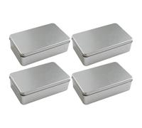 ULDIGI Lot de 4 Boîtes à Biscuits en Fer Blanc Couvercle Givré Boîte de Rangement Carrée 18X11 CM pour Bonbons Cookies Emballage Alimentaire et Conservation D’Objets Artisanaux