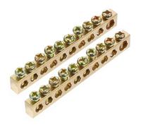 ULDIGI Lot de 4 Bornes à Vis en Cuivre 10 Trous, Connecteurs Bornier Rapide, Barre Neutre de Mise la Terre pour Câblage Électrique Industriel, Bornes de Distribution des Câbles