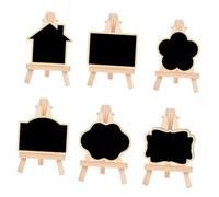 ULDIGI Lot de 6 Petits Tableaux Noirs Décoratifs en Bois Panneaux de Messages pour Décoration de Table Accessoires Maison Multifonctions Format Rectangulaire et Motifs Variés