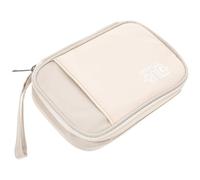 ULDIGI Paquet de Rangement pour Câbles de Voyage Multifonctionnel, Organisateur Électronique Mini Portable en Tissu Solide Beige, Étui Compact pour Chargeurs, Téléphones et Accessoires,