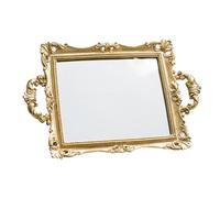 ULDIGI Plateau de Rangement Rétro en Résine Or Miroir Délicat, Plateau Miroir Vintage Sculpté, pour Exposer Gâteaux et Pâtisseries, Décor Élégant pour Hôtel ou Bureau
