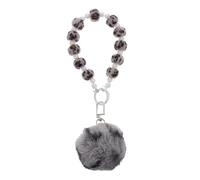 ULDIGI Porte-clés Boule Duveteuse Léopard pour Femmes Gris Pompon Doux Accessoire Paquet Suspendu Présent Girly Mode Hiver