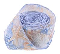 ULDIGI Ruban Décoratif à Bord Métallique Thème Océan, 1 Rouleau Polyester avec Fil de Fer, pour Loisirs Créatifs et Décorations Festives D'été au Style Marin