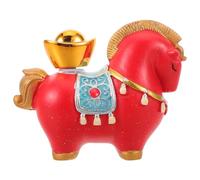 ULDIGI Sculpture de Cheval en Résine Rouge Yuanbao Pivotant - Figurine Artisanale du Nouvel an Chinois Année du Cheval - Décoration de Bureau Feng Shui Compacte et Symbole de Chance