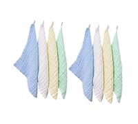 ULDIGI Serviette En Coton Pour Bébé, Mousseline Douce 8 Pièces, 28x28 Cm, Couleurs Unies Blanc Vert Bleu Jaune, Absorbante Et Multifonctionnelle, Pour Toilette Visage Et Débarbouillage Des Nourrissons