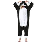 ULEEMARK Adulte Femme Anime Animal Cosplay Halloween Costume Homme Combinaison Pyjama Outfit Nuit Vetements Onesie Soiree de Deguisements Unisexe Noir Chat L