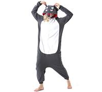 ULEEMARK Adulte Femme Anime Animal Cosplay Halloween Costume Homme Combinaison Pyjama Outfit Nuit Vetements Onesie Soiree de Deguisements Unisexe Gris Loup S