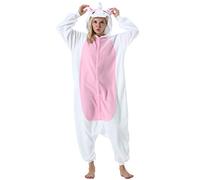 ULEEMARK Adulte Femme Anime Animal Cosplay Halloween Costume Homme Combinaison Pyjama Outfit Nuit Vetements Onesie Soiree de Deguisements Unisexe Rose Licorne M