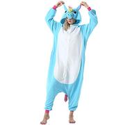 ULEEMARK Adulte Femme Anime Animal Cosplay Halloween Costume Homme Combinaison Pyjama Outfit Nuit Vetements Onesie Soiree de Deguisements Unisexe Licorne Bleu S