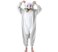 ULEEMARK Adulte Femme Homme Anime Animal Cosplay Halloween Costume Combinaison Pyjama Outfit Nuit Vetements Onesie Soiree de Deguisements Unisexe Gris Éléphant M