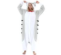 ULEEMARK Adulte Femme Homme Anime Animal Cosplay Halloween Costume Combinaison Pyjama Outfit Nuit Vetements Onesie Soiree de Deguisements Unisexe Chat Tigré L