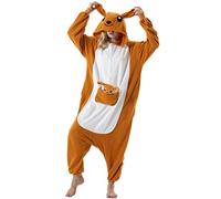 ULEEMARK Adulte Femme Homme Anime Animal Cosplay Halloween Costume Combinaison Pyjama Outfit Nuit Vetements Onesie Soiree de Deguisements Unisexe Kangourou M