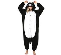 ULEEMARK Adulte Femme Homme Anime Animal Cosplay Halloween Costume Combinaison Pyjama Outfit Nuit Vetements Onesie Soiree de Deguisements Unisexe Noir Chat L