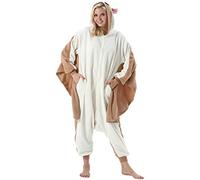 ULEEMARK Adulte Femme Homme Anime Animal Cosplay Halloween Costume Combinaison Pyjama Outfit Nuit Vetements Onesie Soiree de Deguisements Unisexe Écureuil Volant S