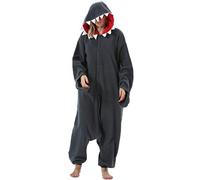ULEEMARK Adulte Femme Homme Anime Animal Cosplay Halloween Costume Combinaison Pyjama Outfit Nuit Vetements Onesie Soiree de Deguisements Unisexe Noir Requin XL