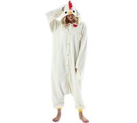 ULEEMARK Adulte Femme Homme Anime Animal Cosplay Halloween Costume Combinaison Pyjama Outfit Nuit Vetements Onesie Soiree de Deguisements Unisexe Coq L