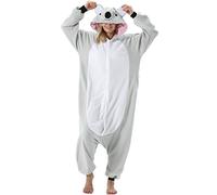 ULEEMARK Adulte Femme Homme Anime Animal Cosplay Halloween Costume Combinaison Pyjama Outfit Nuit Vetements Onesie Soiree de Deguisements Unisexe Gris Koala M