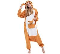 ULEEMARK Adulte Unisexe Anime Animal Costume Cosplay Combinaison Pyjama Outfit Nuit Vetements Onesie Kigurumi Halloween Costume Soiree de Deguisements, Kangourou