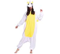 ULEEMARK Adulte Unisexe Anime Animal Costume Cosplay Combinaison Pyjama Outfit Nuit Vetements Onesie Kigurumi Halloween Costume Soiree de Deguisements, Licorne Jaune