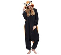 ULEEMARK Adulte Unisexe Anime Animal Costume Cosplay Combinaison Pyjama Outfit Nuit Vetements Onesie Kigurumi Halloween Costume Soiree de Deguisements, Panda Rouge