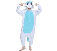 ULEEMARK Adulte Unisexe Anime Animal Costume Cosplay Combinaison Pyjama Outfit Nuit Vetements Onesie Kigurumi Halloween Costume Soiree de Deguisements, Licorne Bleu