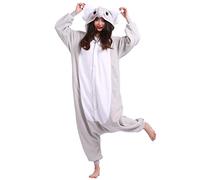 ULEEMARK Adulte Unisexe Anime Animal Costume Cosplay Combinaison Pyjama Outfit Nuit Vetements Onesie Kigurumi Halloween Costume Soiree de Deguisements, Éléphant Gris