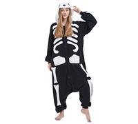 ULEEMARK Adulte Unisexe Anime Animal Costume Cosplay Combinaison Pyjama Outfit Nuit Vetements Onesie Kigurumi Halloween Costume Soiree de Deguisements, Squelette